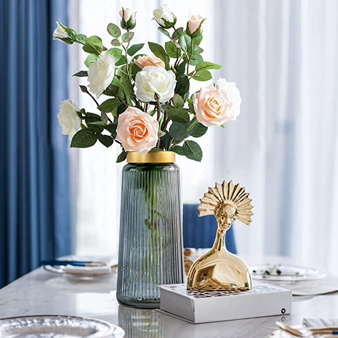 Flower Vase With Golden Metal Top