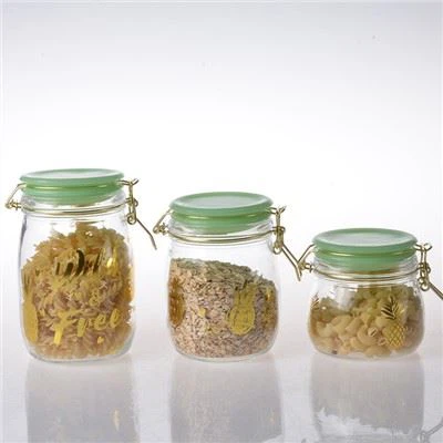 ایئر ٹائٹ ڑککن کے ساتھ گلاس فوڈ جار