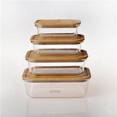 ڈھکنوں کے ساتھ گلاس فوڈ اسٹوریج کنٹینر