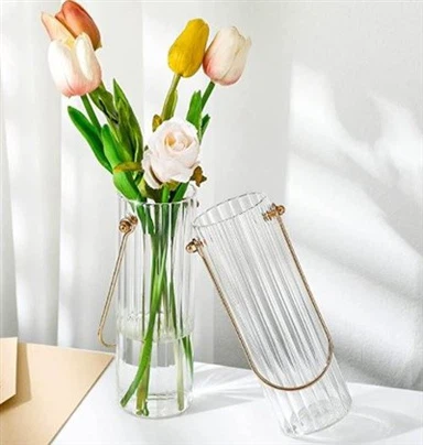 شیشے کے سلنڈر کے گلدستے 9 انچ صاف کریں۔