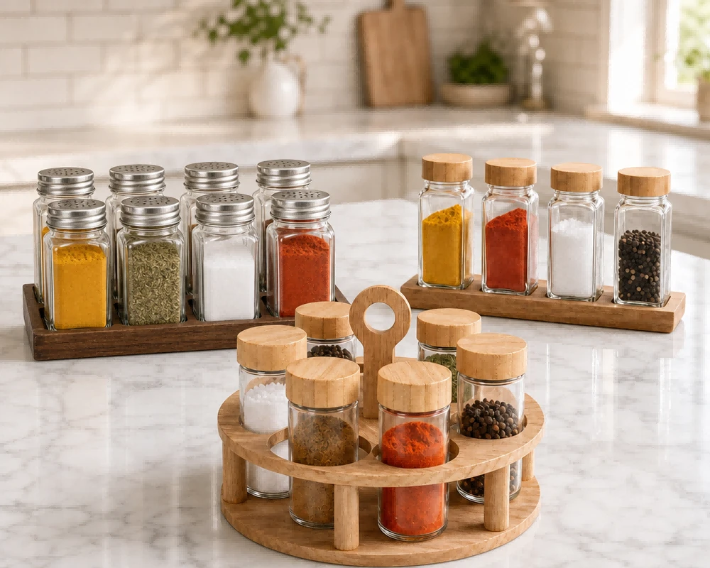 Custom airtight glass jar sets in matching sizes Custom airtight glass jar sets in matching sizes