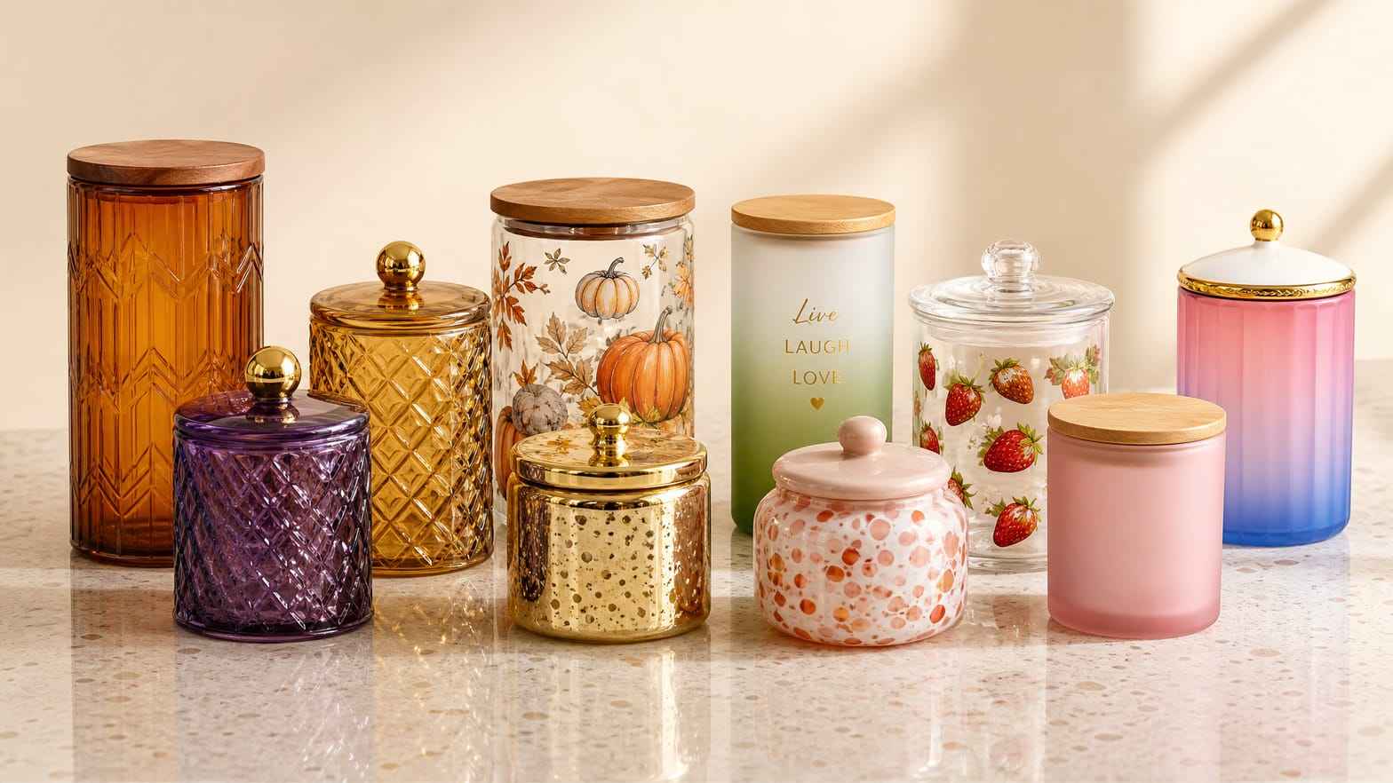 Glass jar decoration: spray color, screen print, laser engraving, hot stamping, decals Glass jar decoration: spray color, screen print, laser engraving, hot stamping, decals